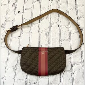 NEW Michael Kors Women's Belt Bag, Waist Bag, Brown Signature Stripe